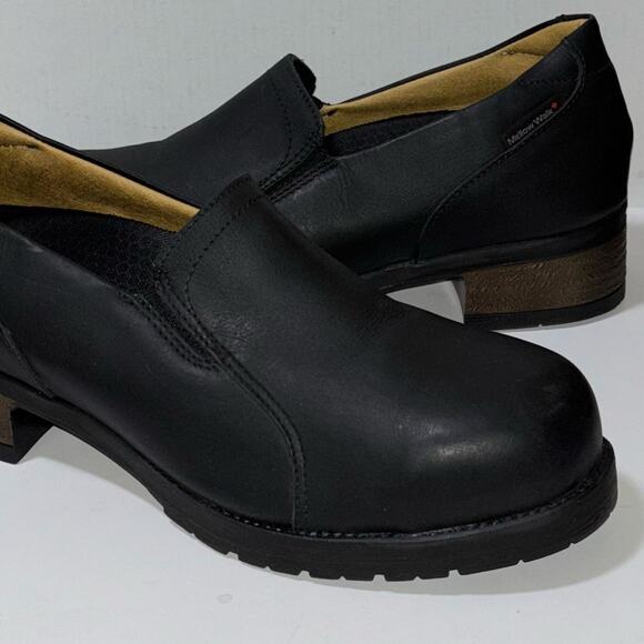 Mellow Walk Vanessa Slip On Shoes Steel Toe Heeled Woman's size 8 Black Leather - Picture 8 of 16